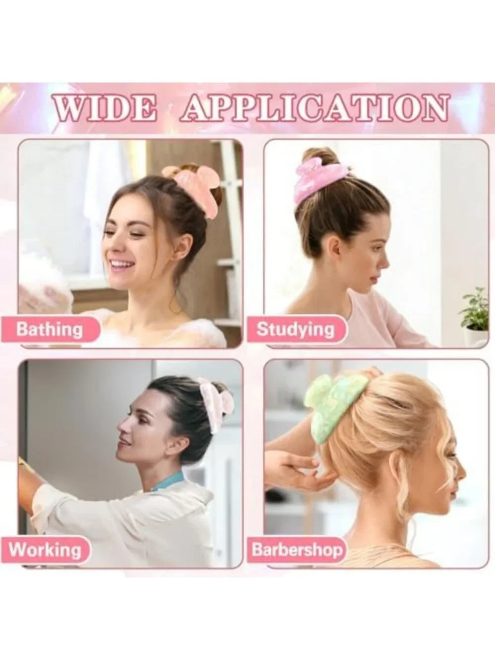 8 Large Acrylic Hair Claw Clips - Non-Slip Jaw Hold for Thick & Thin Hair